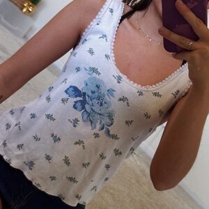 White with flowers tank top